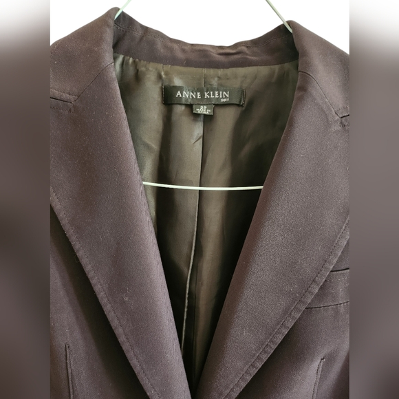 Anne Klein Jacket Blazer Sz 2P Dark Brown Lined Long Sleeve Wool Blend - Picture 2 of 3